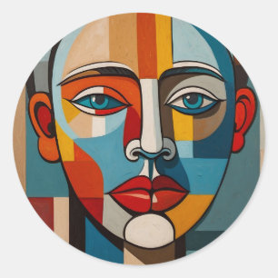 Sticker Rond Vibrant coloré Abstrait peinture de visage
