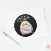 Sticker Rond Vibrant Colorful Owl with Text (Enveloppe)