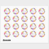 Sticker Rond Vibrant Décontracté Magenta Violet Jaune (Feuille)