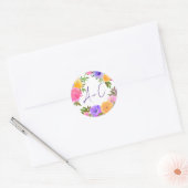 Sticker Rond Vibrant Décontracté Magenta Violet Jaune (Enveloppe)