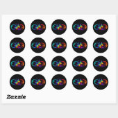 Sticker Rond Vibrant infinity with rainbow butterfly on black (Feuille)