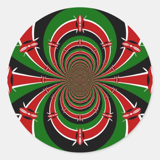 Sticker Rond Vibrant Kenya Vision : Drapeau kényan en miroir (Devant)
