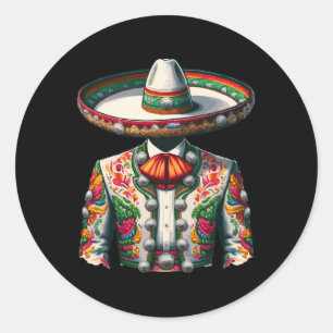 Sticker Rond Vibrant mexicain Charro Suit traditionnel Mariachi