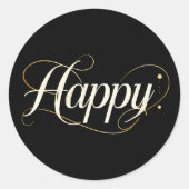 Sticker Rond Vibrant Pastel Gradient HAPPY Typography - Modern (Devant)