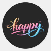 Sticker Rond Vibrant Pastel Gradient HAPPY Typography - Modern  (Devant)