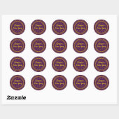 Sticker Rond Vibrant Purple Starburst Script Bonne année (Feuille)