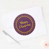Sticker Rond Vibrant Purple Starburst Script Joyeux Noël (Enveloppe)