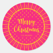 Sticker Rond Vibrant rose Starburst Script Joyeux Noël (Devant)