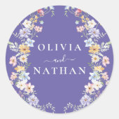 Sticker Rond Vibrant Wildflowers Modern Wedding (Devant)