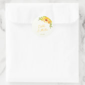 Sticker Rond Vibrant Yellow Green Floral Summer Custom Wedding (Sac)