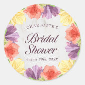 Sticker Rond Vibrants Bouquets de Mariage en Marbre (Devant)