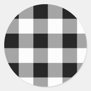 Sticker Rond Vichy bœuf noir et blanc