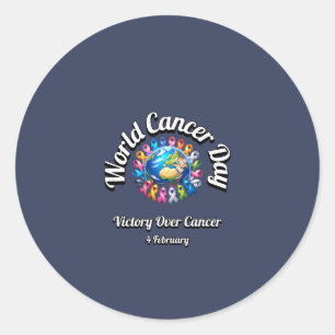 Sticker Rond Victoire Sur Le Cancer. Journée mondiale du cancer