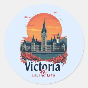 Sticker Rond Victoria BC Island Life Sunset Vintage
