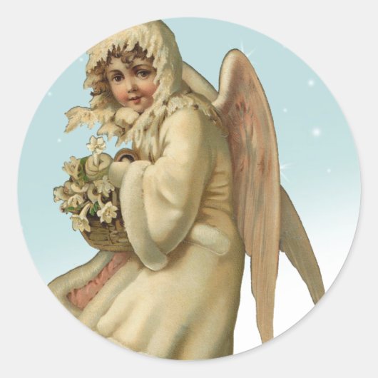 Sticker Rond Victorian Christmas Angel Girl (Devant)