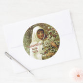 Sticker Rond Victorian hiver fille saint baies neige blanc vert (Enveloppe)