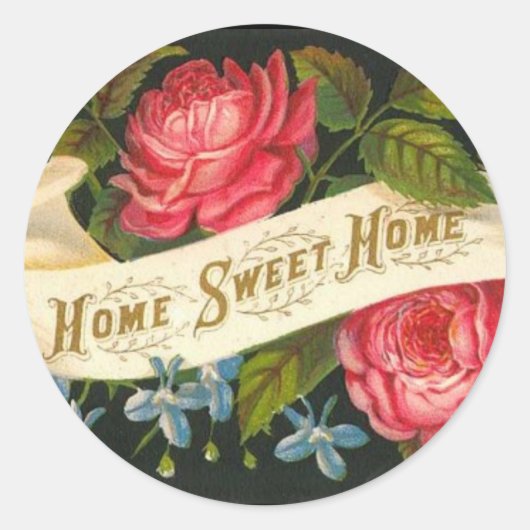 Sticker Rond Victorian Home Sweet Home Roses (Devant)