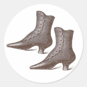 Sticker Rond Victorian Vintage Snap Up Ankle Boots - Merveilleu