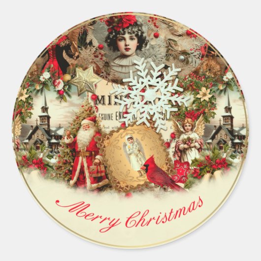 Sticker Rond Victorian Yuletide Treasures Collage (Devant)