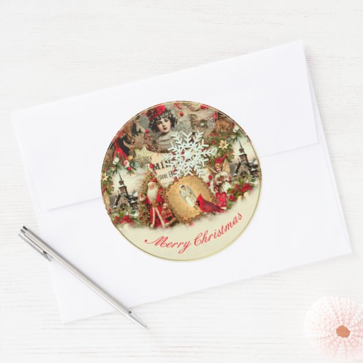 Sticker Rond Victorian Yuletide Treasures Collage (Enveloppe)