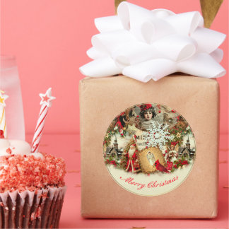 Sticker Rond Victorian Yuletide Treasures Collage