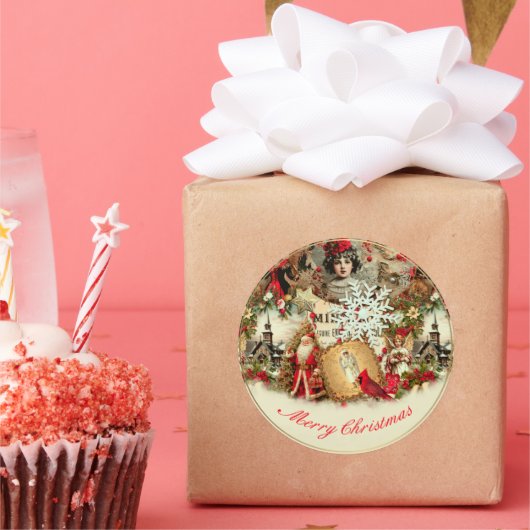Sticker Rond Victorian Yuletide Treasures Collage (Fête)