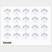 Sticker Rond Victorien Ornate Grace Floral Dusty Mariage bleu (Feuille)