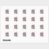 Sticker Rond Victorienne "Dame Peinte" - rose (Feuille)