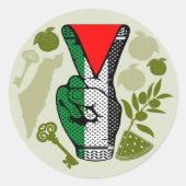 Sticker Rond Victory Sign Hand Resistance Red Triangle Symbol (Devant)