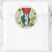 Sticker Rond Victory Sign Hand Resistance Red Triangle Symbol (Sac)