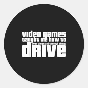 Sticker Rond Vidéo de jeu drôle de nouveau conducteur Jeu vidéo