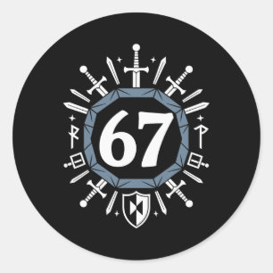 Sticker Rond Vidéo de mème 67 Rpg numéro 6 7 Six Sept étudiants