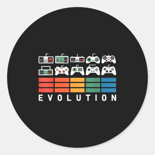 Sticker Rond Video Game Controller Evolution 80s 90s Retro Gami (Devant)