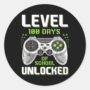 Sticker Rond Video Gamer 100e Jour De Niveau D'École 100 Jours