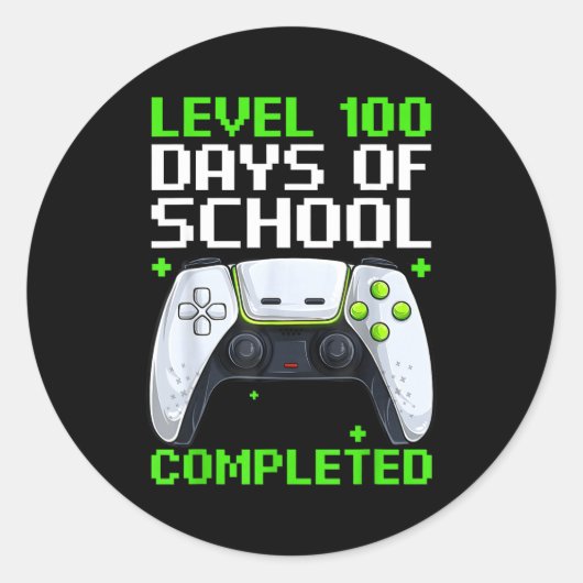 Sticker Rond Video Gamer Student 100th Day Teacher 100 Days Of  (Devant)