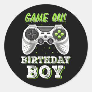 Sticker Rond Vidéo Jeu Garçon Anniversaire Décorations Fête Tem