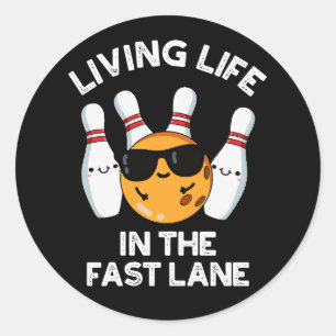 Sticker Rond Vie Dans Le Jeu De Bowling De La Voie Rapide Basse