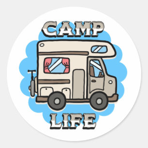 Sticker Rond Vie de camp   Camper rétro
