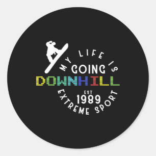 Sticker Rond Vie Descente Snowboard Freestyle Hiver S