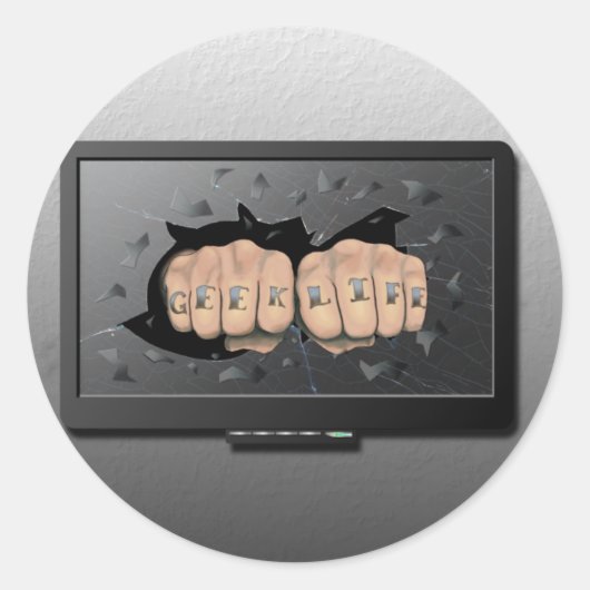 Sticker Rond Vie geek (Devant)