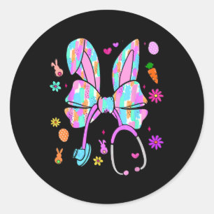 Sticker Rond Vie infirmière Stethoscope Coquette Bow mignonne P