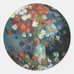 Sticker Rond Vie morte avec Fleurs de prairie   Vincent van Gog