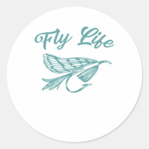 Sticker Rond Vie Volante, Chemise De Pêche À La Truite, Poisson