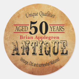 Sticker Rond Vieille, antique et Vintage 50e anniversaire Desig