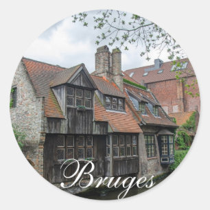 Sticker Rond Vieille ville de Bruges en Belgique