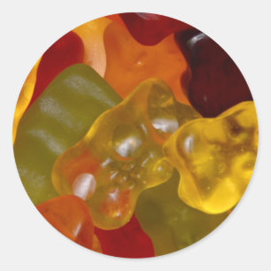 Sticker Rond Viele bunte Gummibärchen