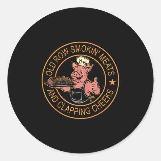 Sticker Rond Vielles Rangées Fumer Viandes Et Clapper Les Cheek (Devant)