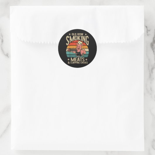 Sticker Rond Vielles Rangées Fumer Viandes Et Clapper Les Cheek (Sac)