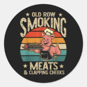 Sticker Rond Vielles Rangées Fumer Viandes Et Clapper Les Cheek (Devant)