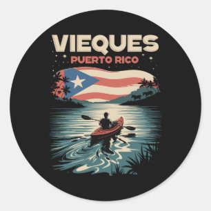 Sticker Rond Vieques Porto Rico île souvenir drapeau portoricai